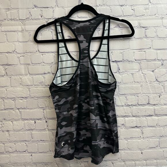 Zyia Active Black Camouflage Racerback Tank Top Sz Small Workout Gym Sheer Camo - Picture 3 of 7